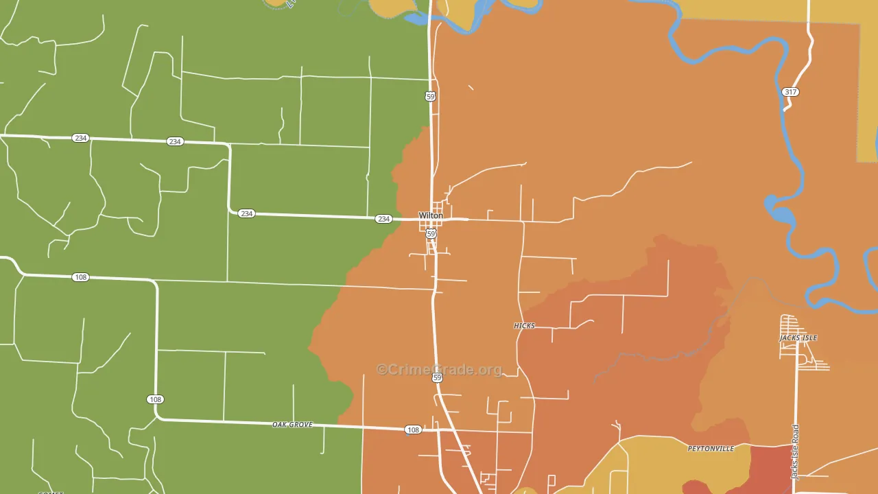 Wilton, AR Map of Drug-Related Crime Rates