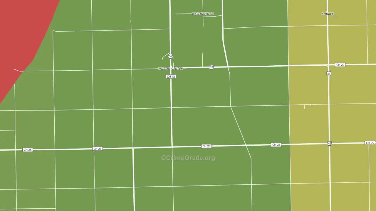 Wilton Center, IL Map of Drug-Related Crime Rates