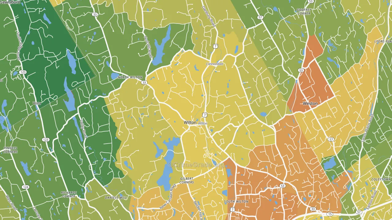 Wilton, CT Map of Drug-Related Crime Rates
