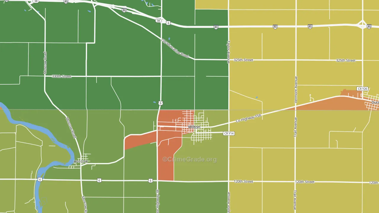 Wilton, IA Map of Drug-Related Crime Rates