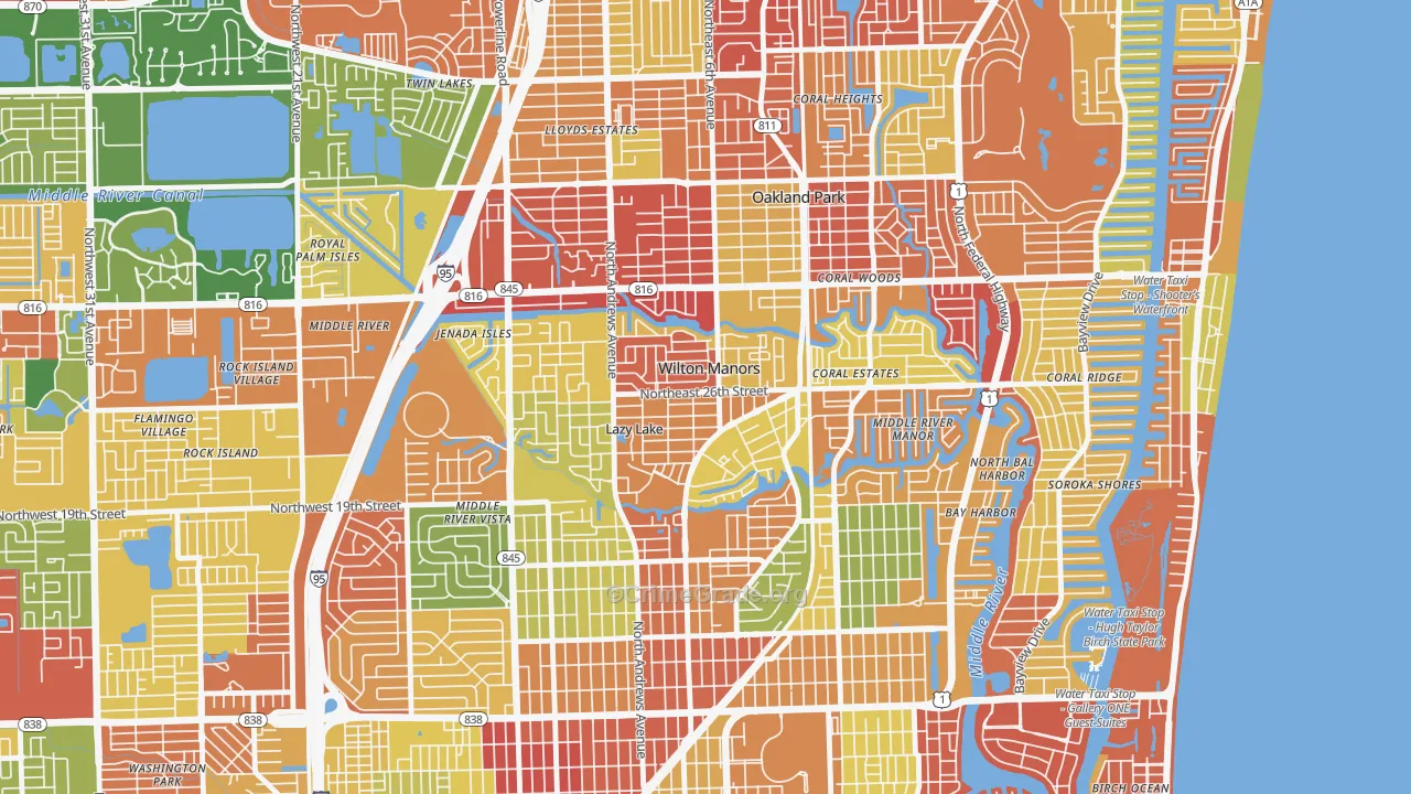 Wilton Manors, FL Map of Drug-Related Crime Rates