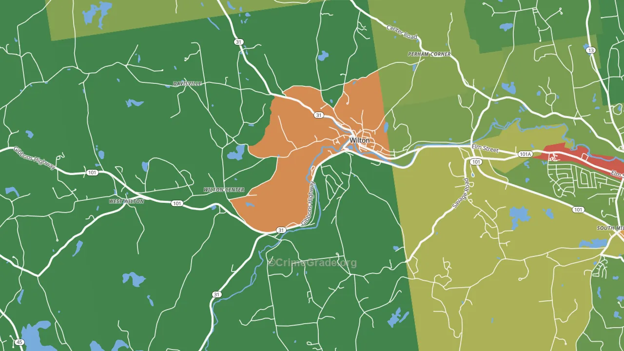 Wilton, NH Map of Drug-Related Crime Rates