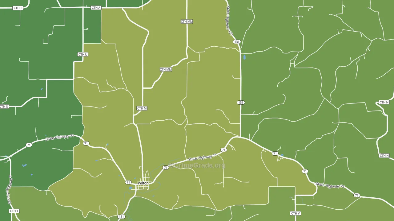 Wilton, WI Map of Drug-Related Crime Rates