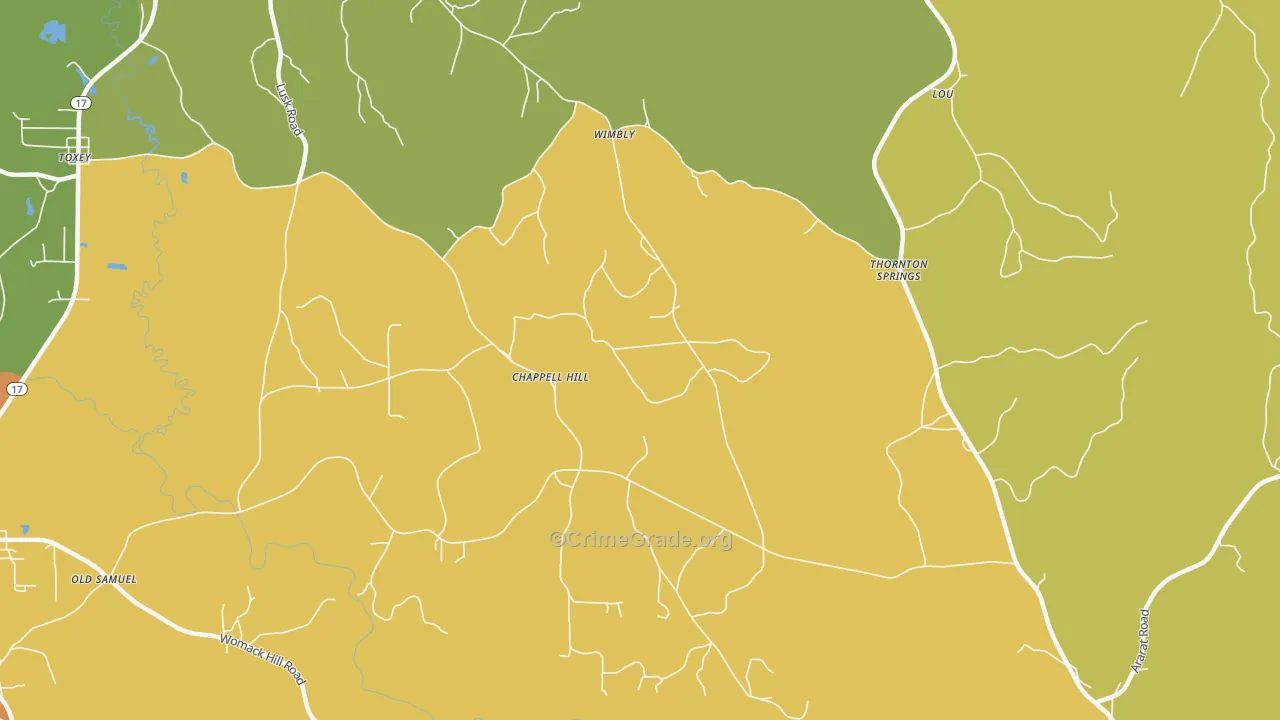 Wimberly, AL Map of Drug-Related Crime Rates