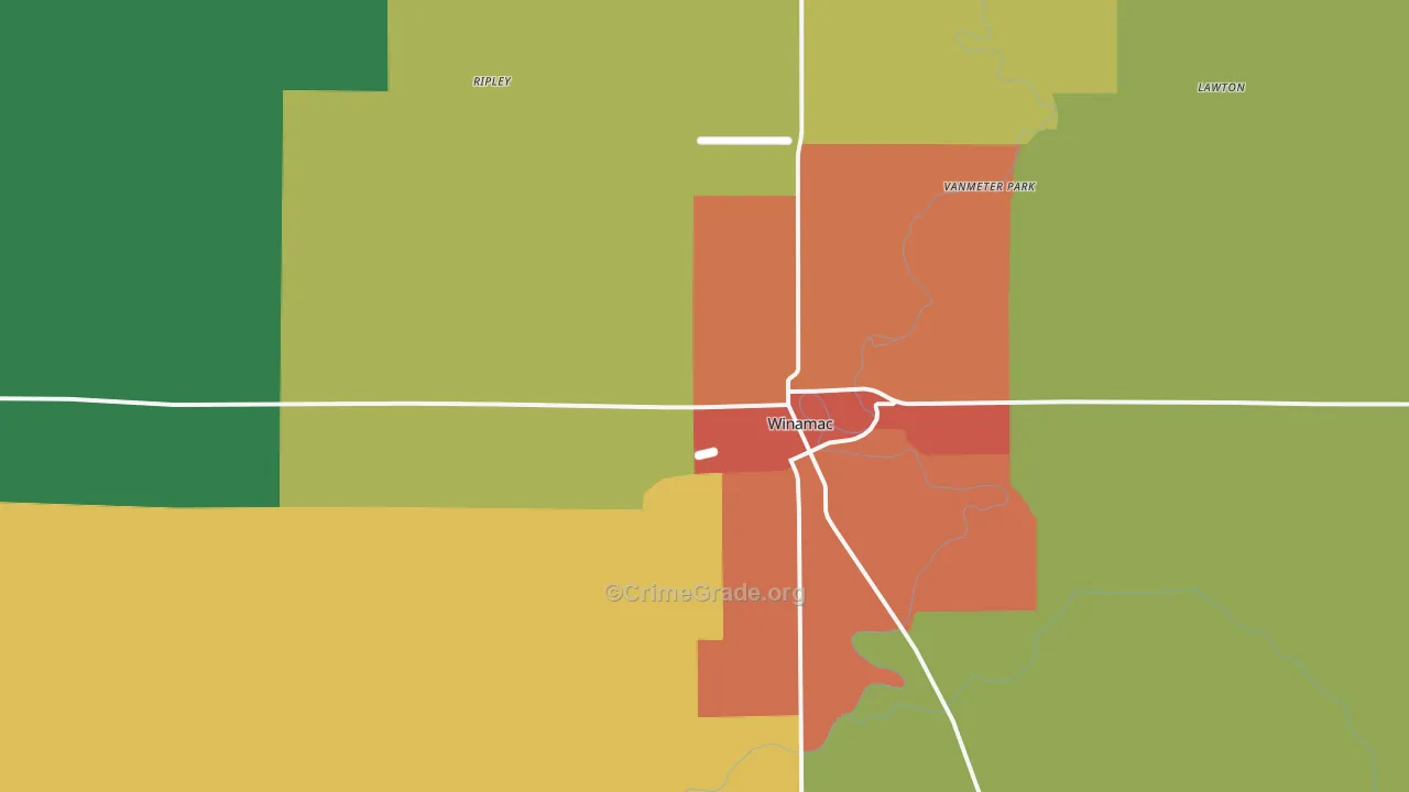 Winamac, IN Map of Drug-Related Crime Rates