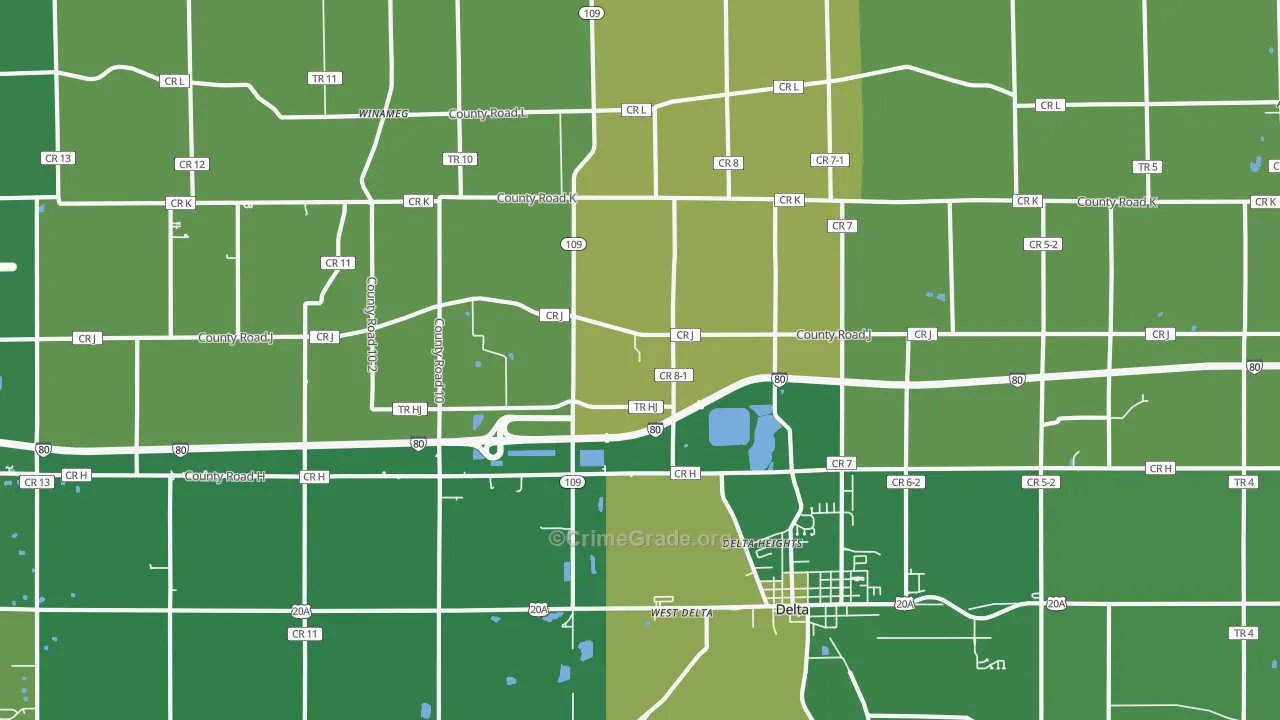 Winameg, OH Map of Drug-Related Crime Rates