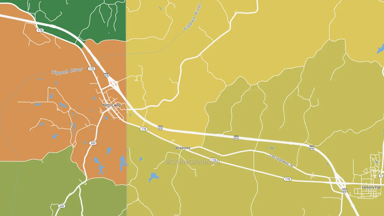 Winborn, MS Map of Drug-Related Crime Rates