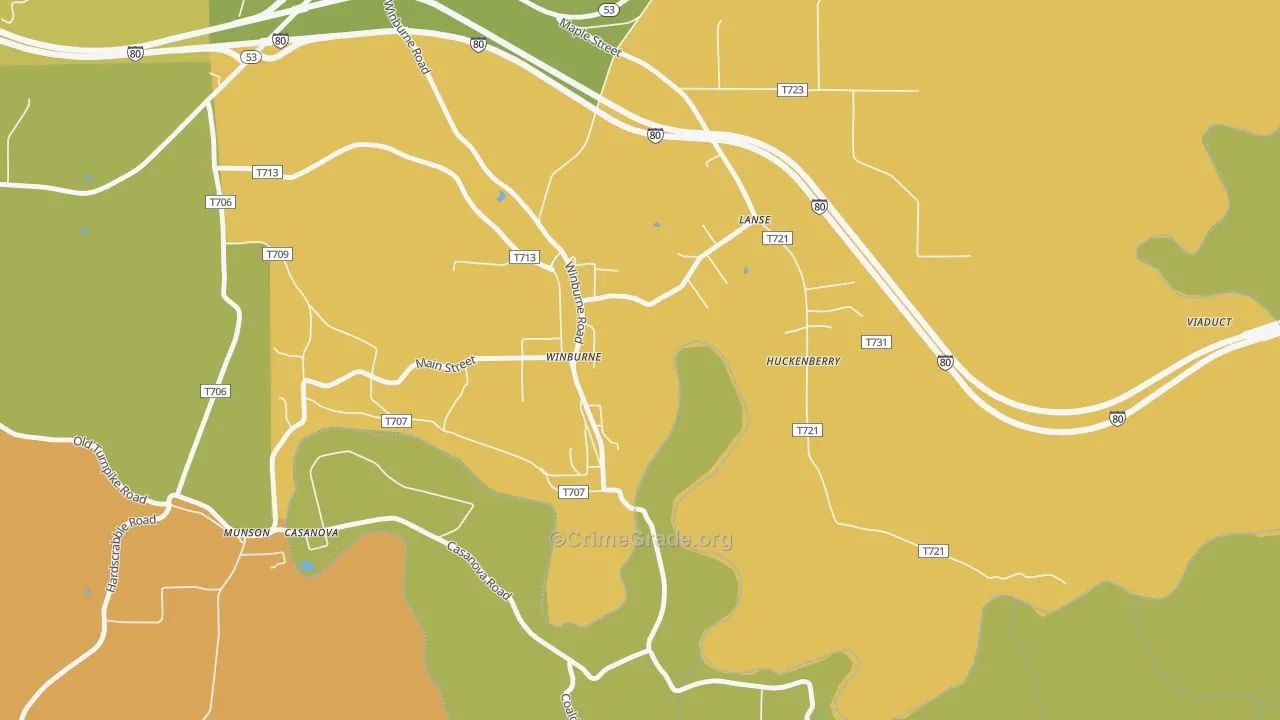 Winburne, PA Map of Drug-Related Crime Rates