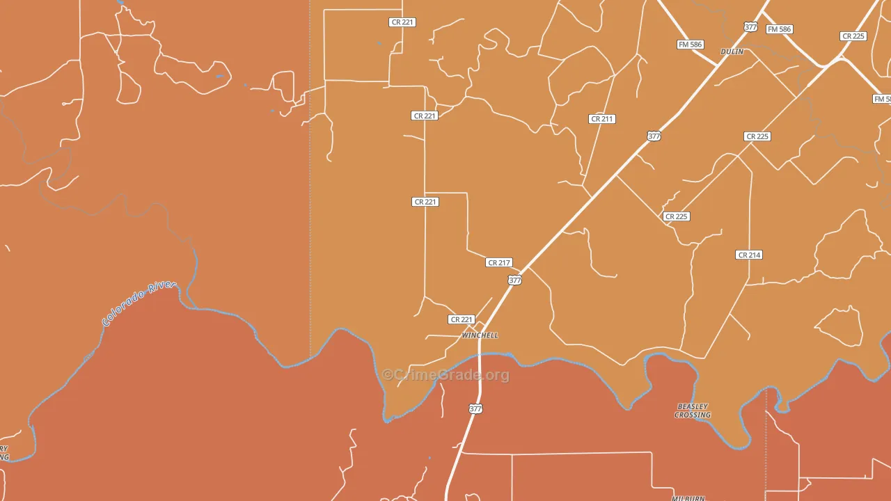 Winchell, TX Map of Drug-Related Crime Rates