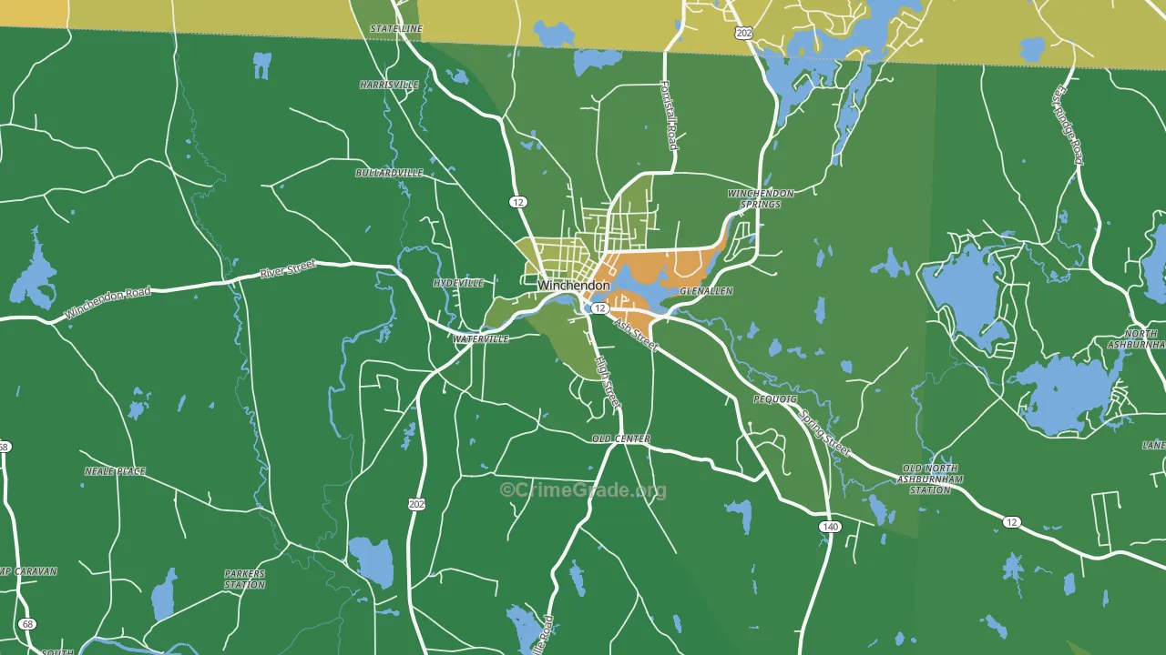 Winchendon, MA Map of Drug-Related Crime Rates