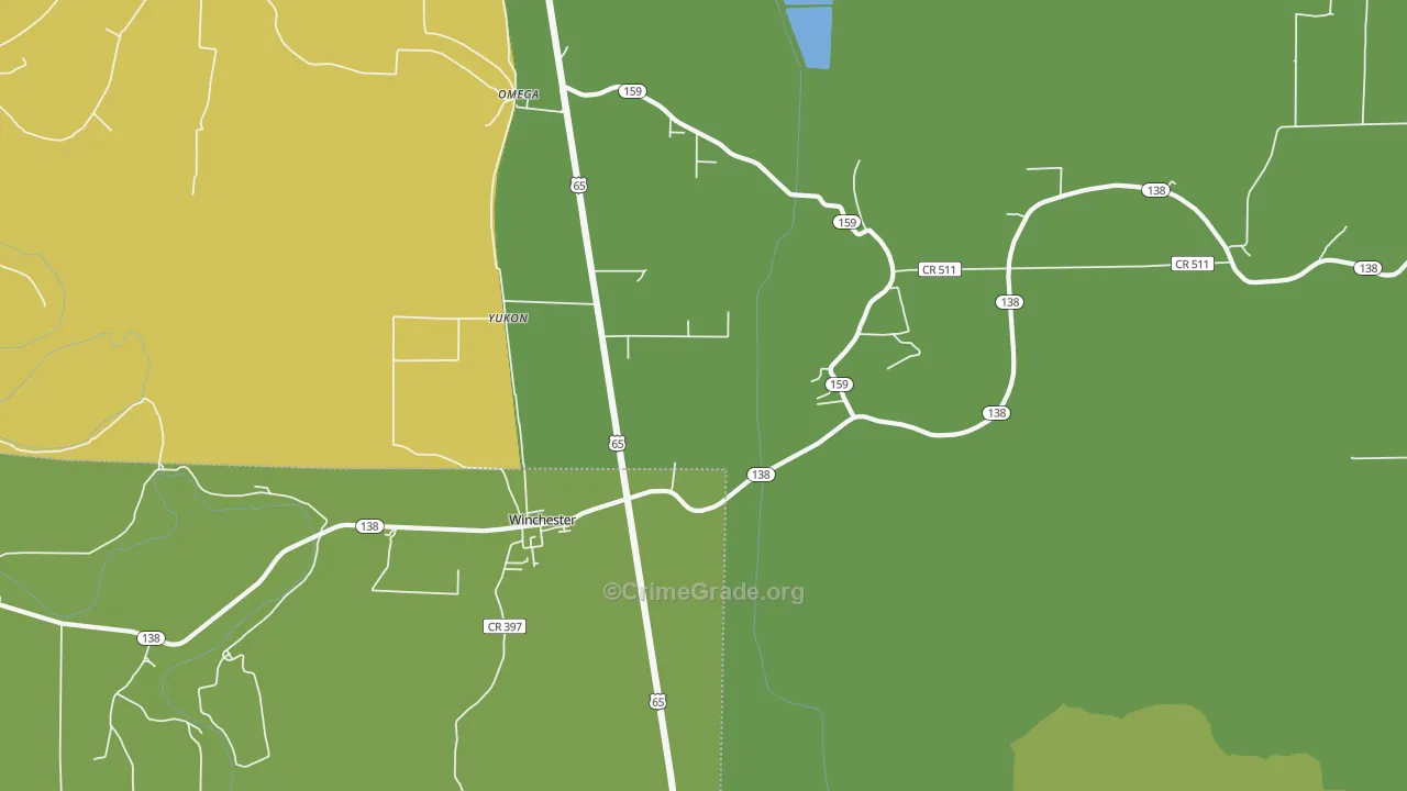 Winchester, AR Map of Drug-Related Crime Rates