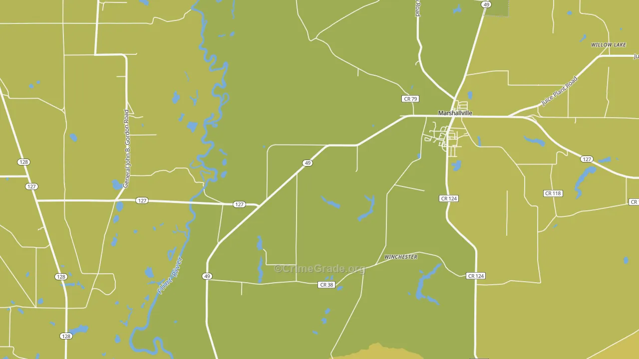 Winchester, GA Map of Drug-Related Crime Rates