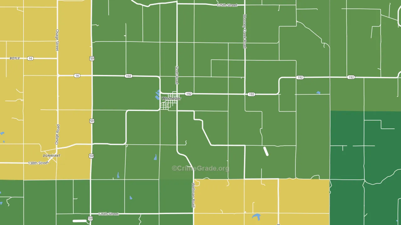Winchester, KS Map of Drug-Related Crime Rates