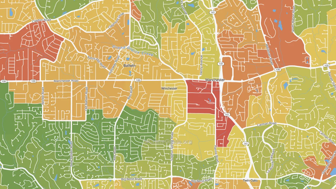 Winchester, MO Map of Drug-Related Crime Rates
