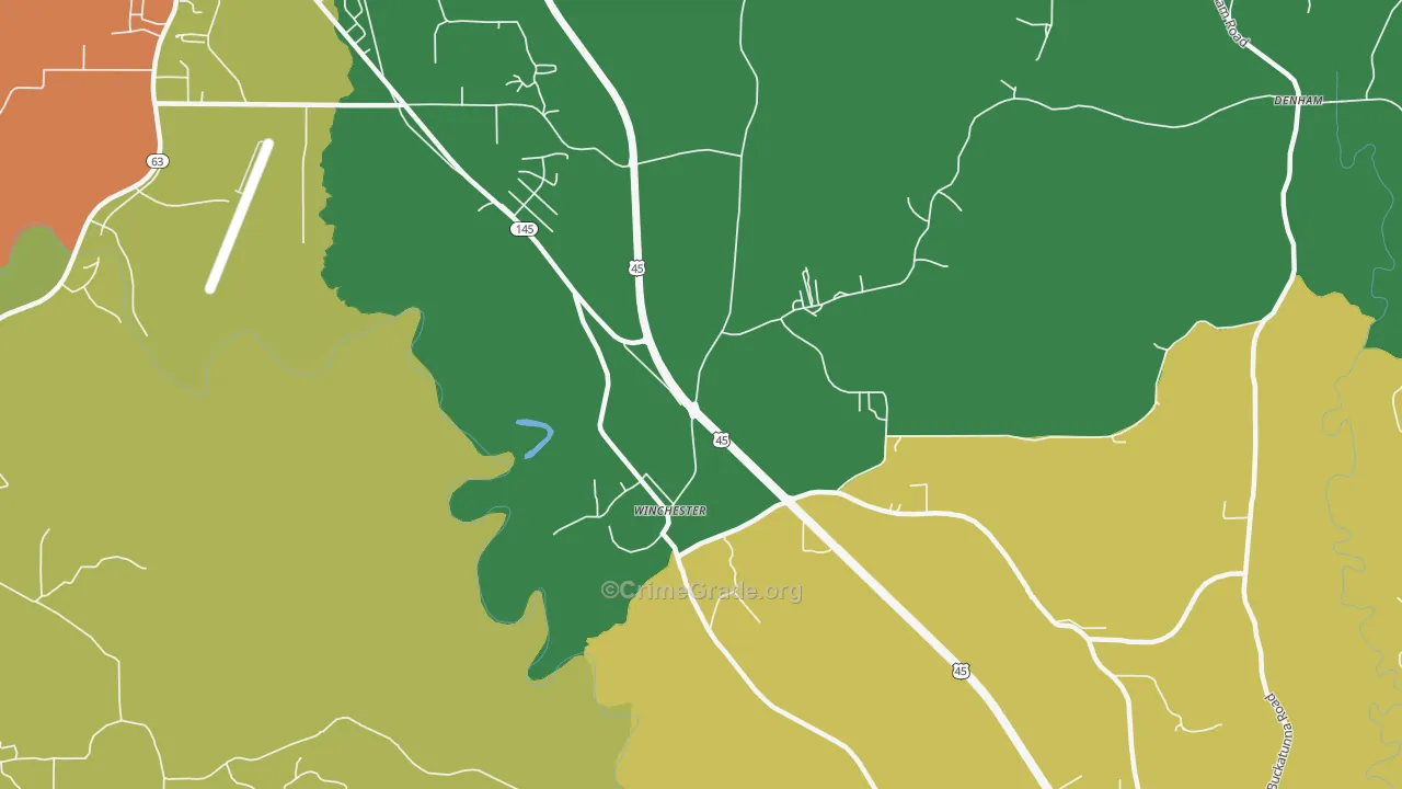 Winchester, MS Map of Drug-Related Crime Rates