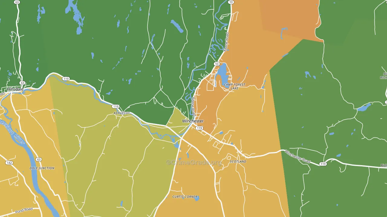 Winchester, NH Map of Drug-Related Crime Rates