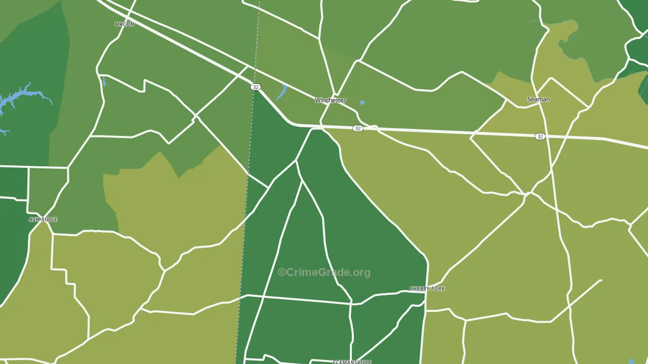 Winchester, OH Map of Drug-Related Crime Rates