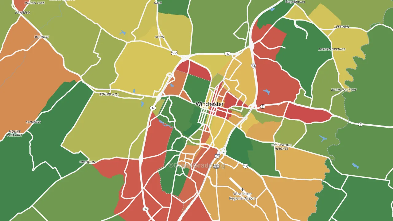 Winchester, VA Map of Drug-Related Crime Rates
