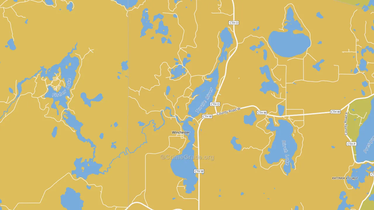 Winchester, WI Map of Drug-Related Crime Rates