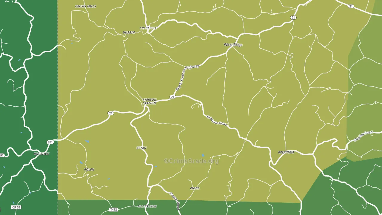 Wind Ridge, PA Map of Drug-Related Crime Rates