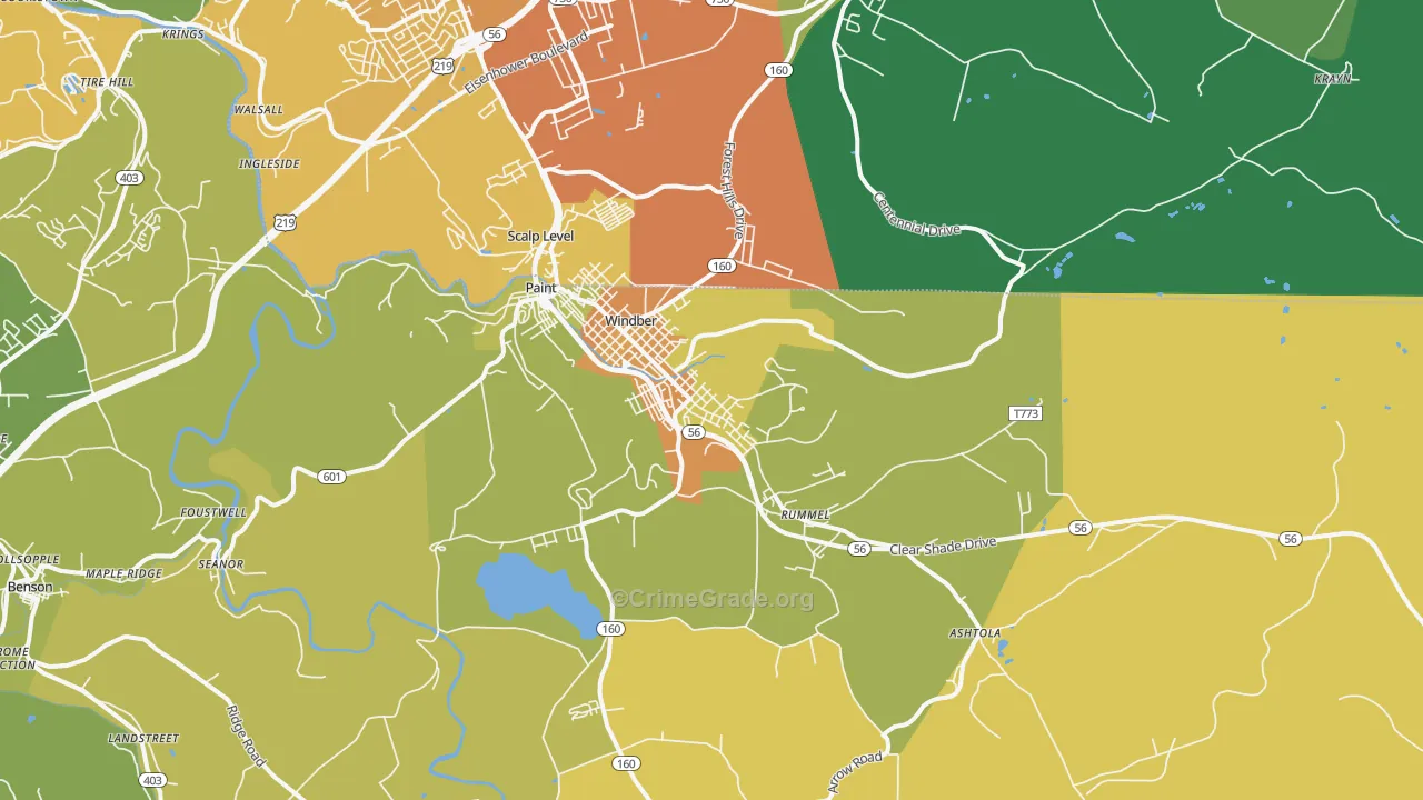 Windber, PA Map of Drug-Related Crime Rates
