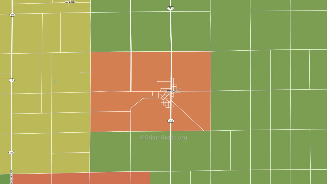 Windfall City, IN Map of Drug-Related Crime Rates