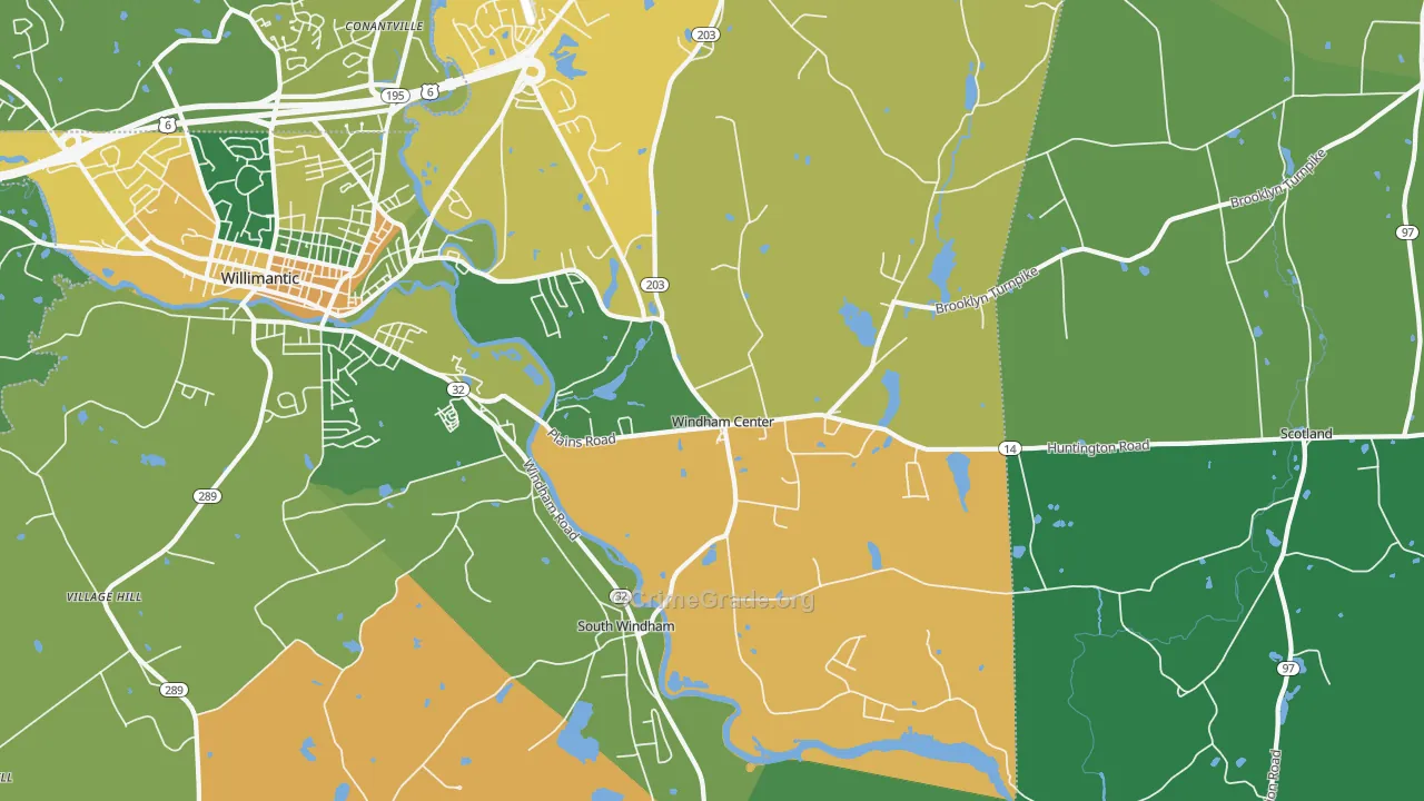 Windham, CT Map of Drug-Related Crime Rates