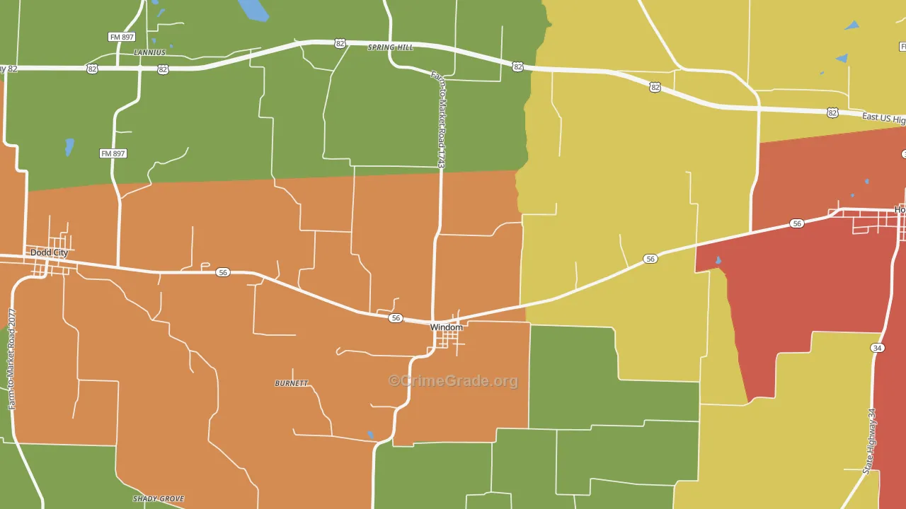 Windom, TX Map of Drug-Related Crime Rates