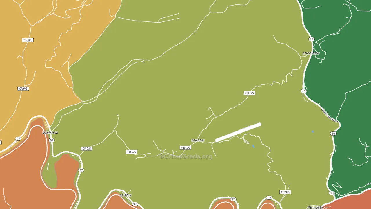 Windom, WV Map of Drug-Related Crime Rates