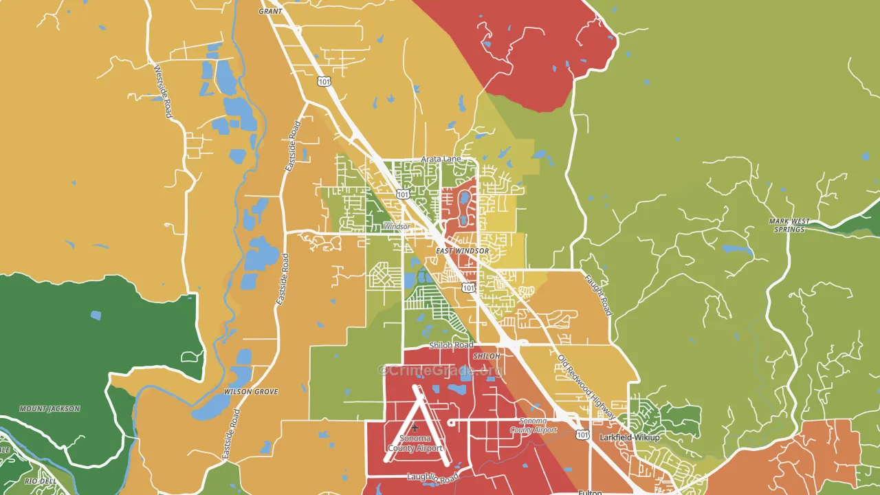 Windsor, CA Map of Drug-Related Crime Rates