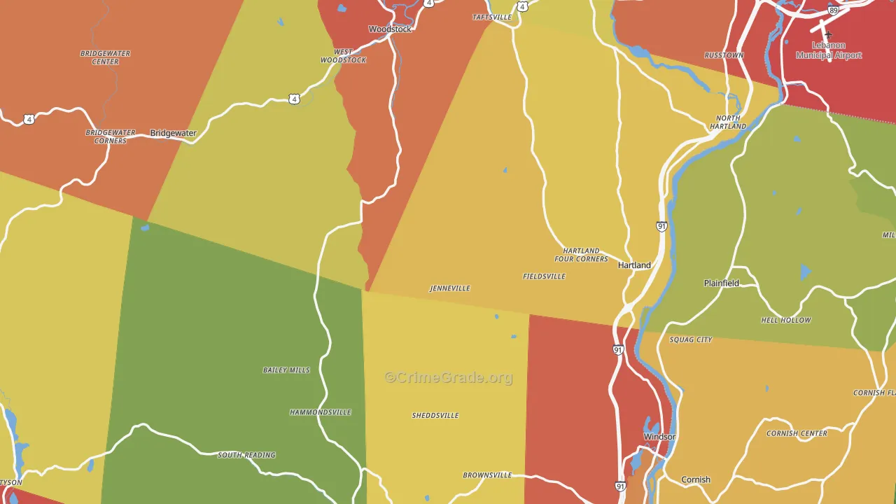Windsor County, VT Map of Drug-Related Crime Rates