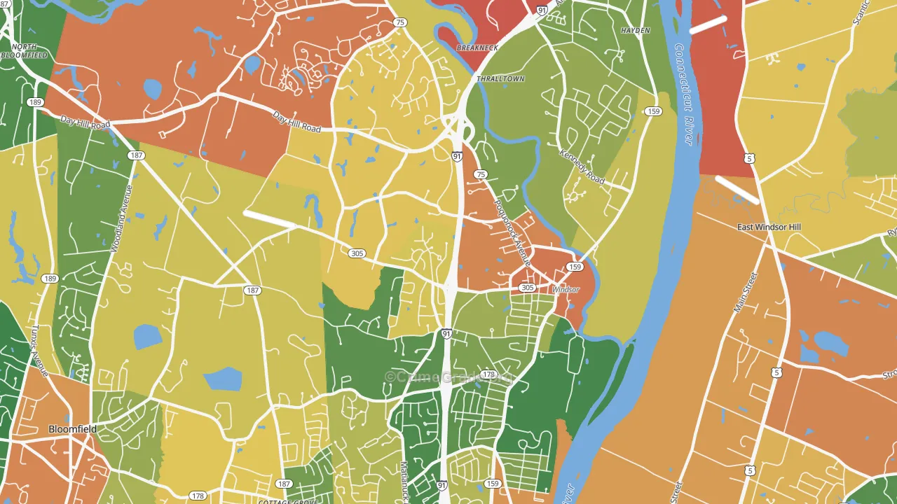Windsor, CT Map of Drug-Related Crime Rates