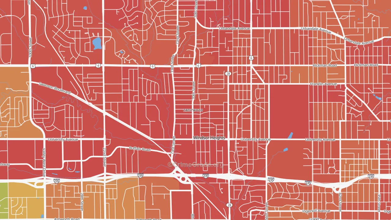 Windsor Heights, IA Map of Drug-Related Crime Rates