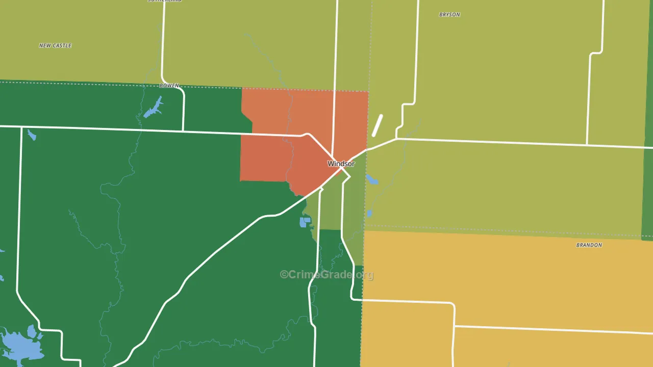 Windsor, MO Map of Drug-Related Crime Rates