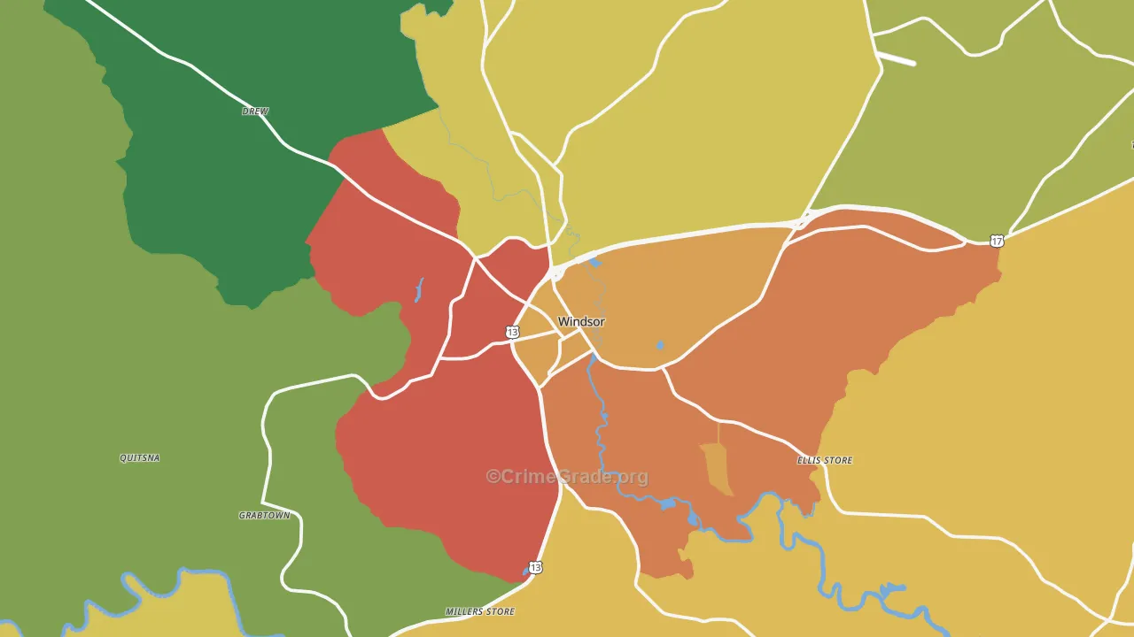 Windsor, NC Map of Drug-Related Crime Rates
