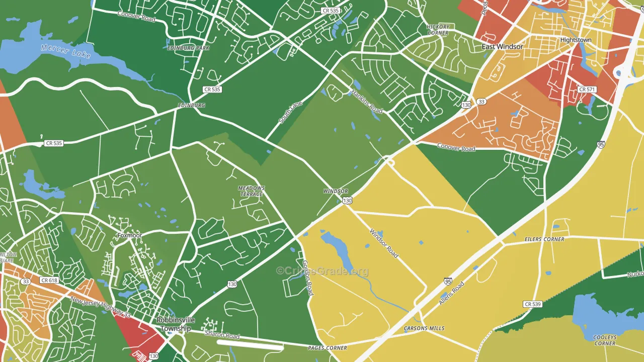 Windsor, NJ Map of Drug-Related Crime Rates