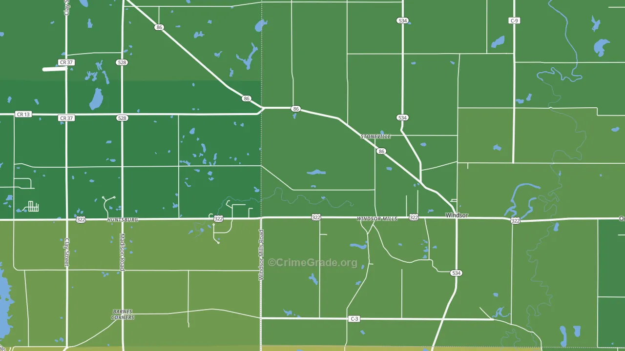 Windsor, OH Map of Drug-Related Crime Rates