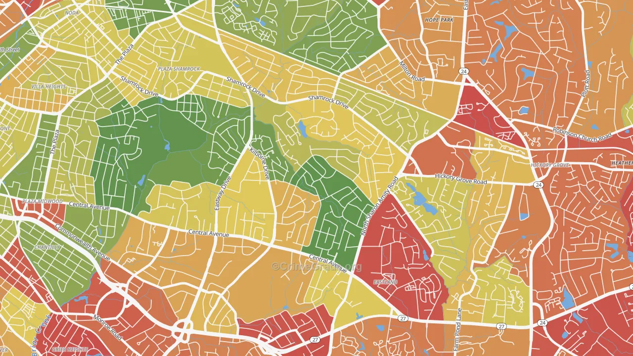 Windsor Park, Charlotte, NC Map of Drug-Related Crime Rates