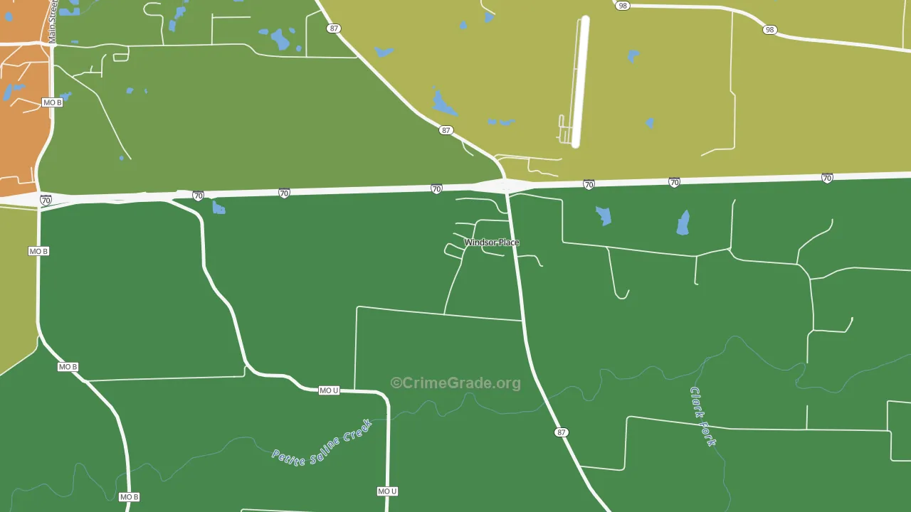 Windsor Place, MO Map of Drug-Related Crime Rates