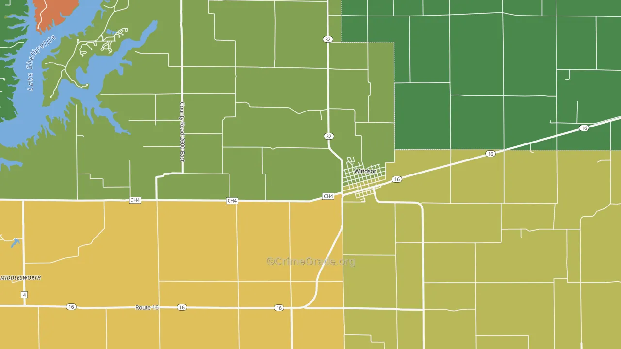 Windsor Shelby County, IL Map of Drug-Related Crime Rates