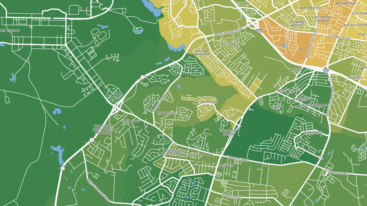 Windsor Spring, Hephzibah, GA Map of Drug-Related Crime Rates