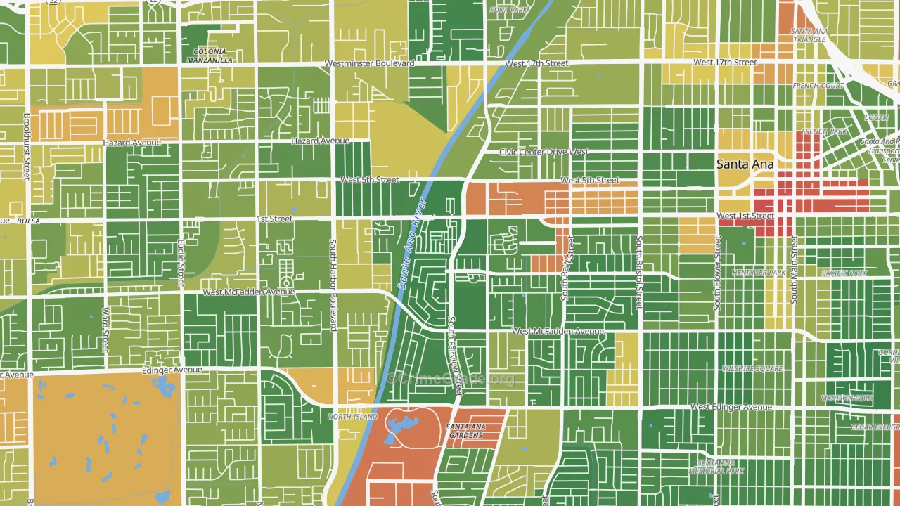 Windsor Village North, Santa Ana, CA Map of Drug-Related Crime Rates