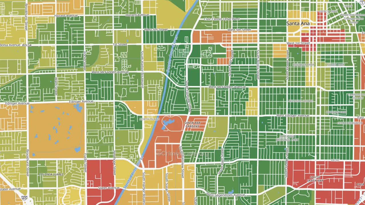 Windsor Village, Santa Ana, CA Map of Drug-Related Crime Rates