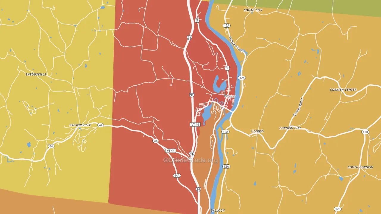 Windsor, VT Map of Drug-Related Crime Rates
