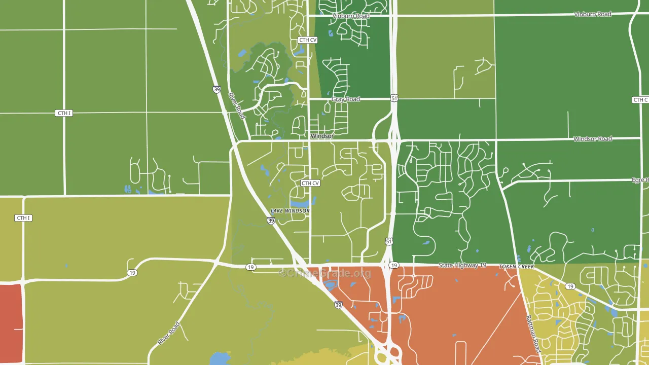 Windsor, WI Map of Drug-Related Crime Rates