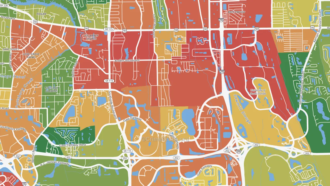 Windy Hill, Jacksonville, FL Map of Drug-Related Crime Rates