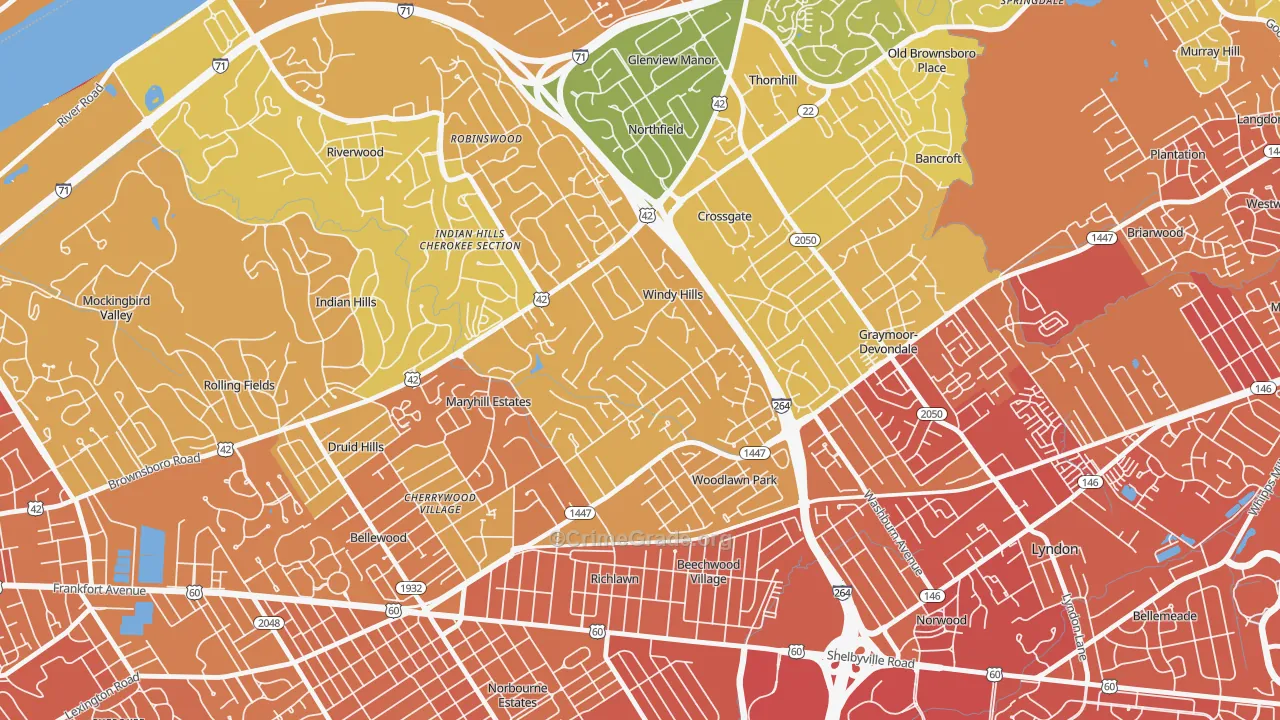 Windy Hills, KY Map of Drug-Related Crime Rates