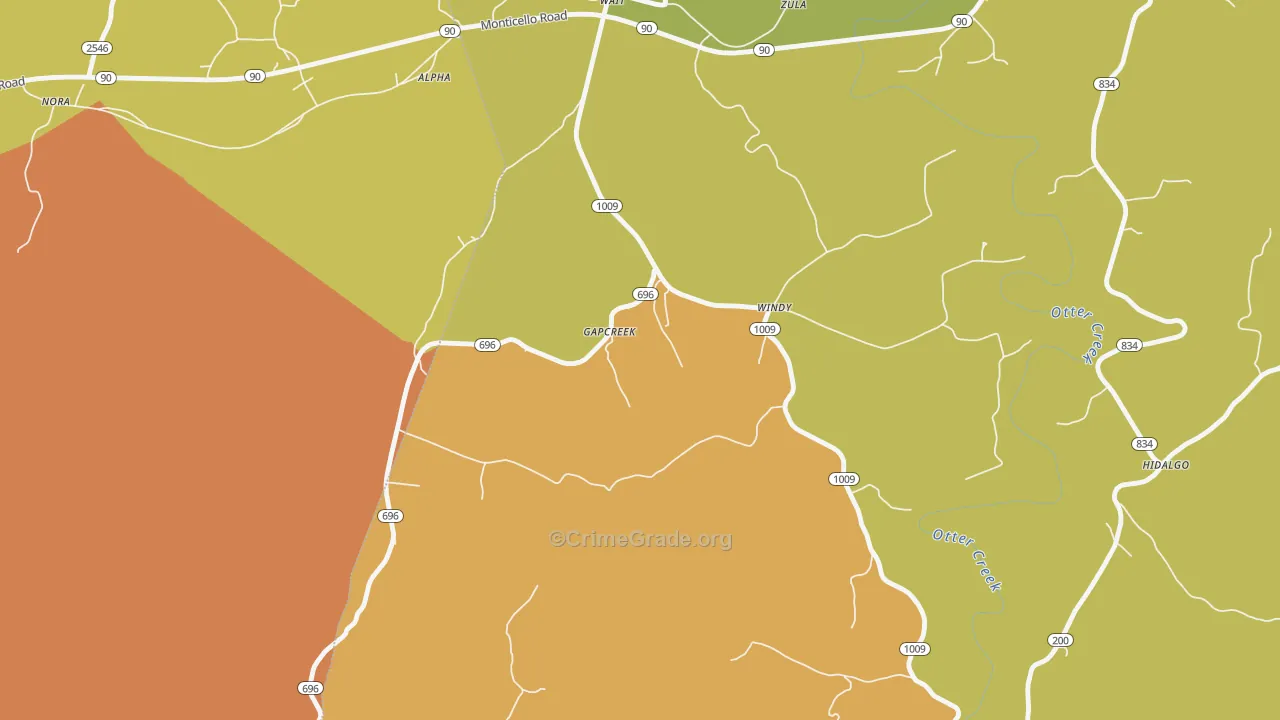 Windy, KY Map of Drug-Related Crime Rates