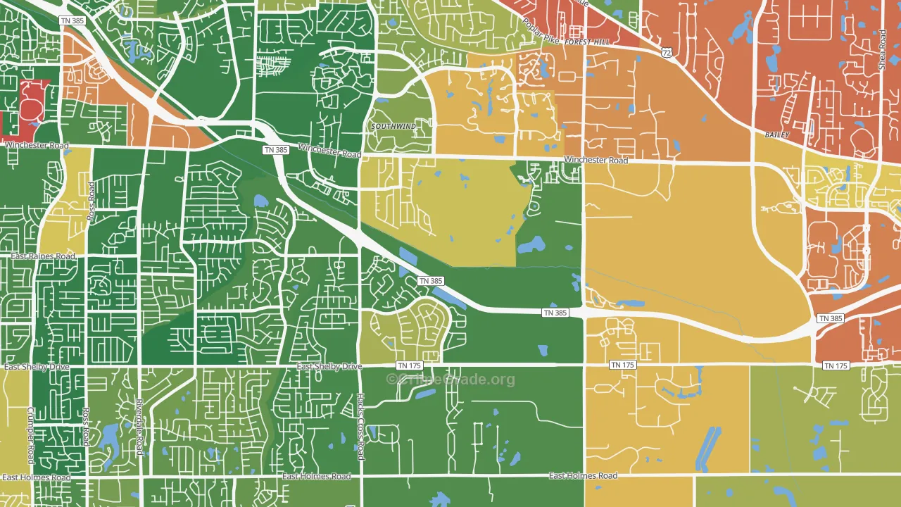 Windyke-Southwind, Memphis, TN Map of Drug-Related Crime Rates