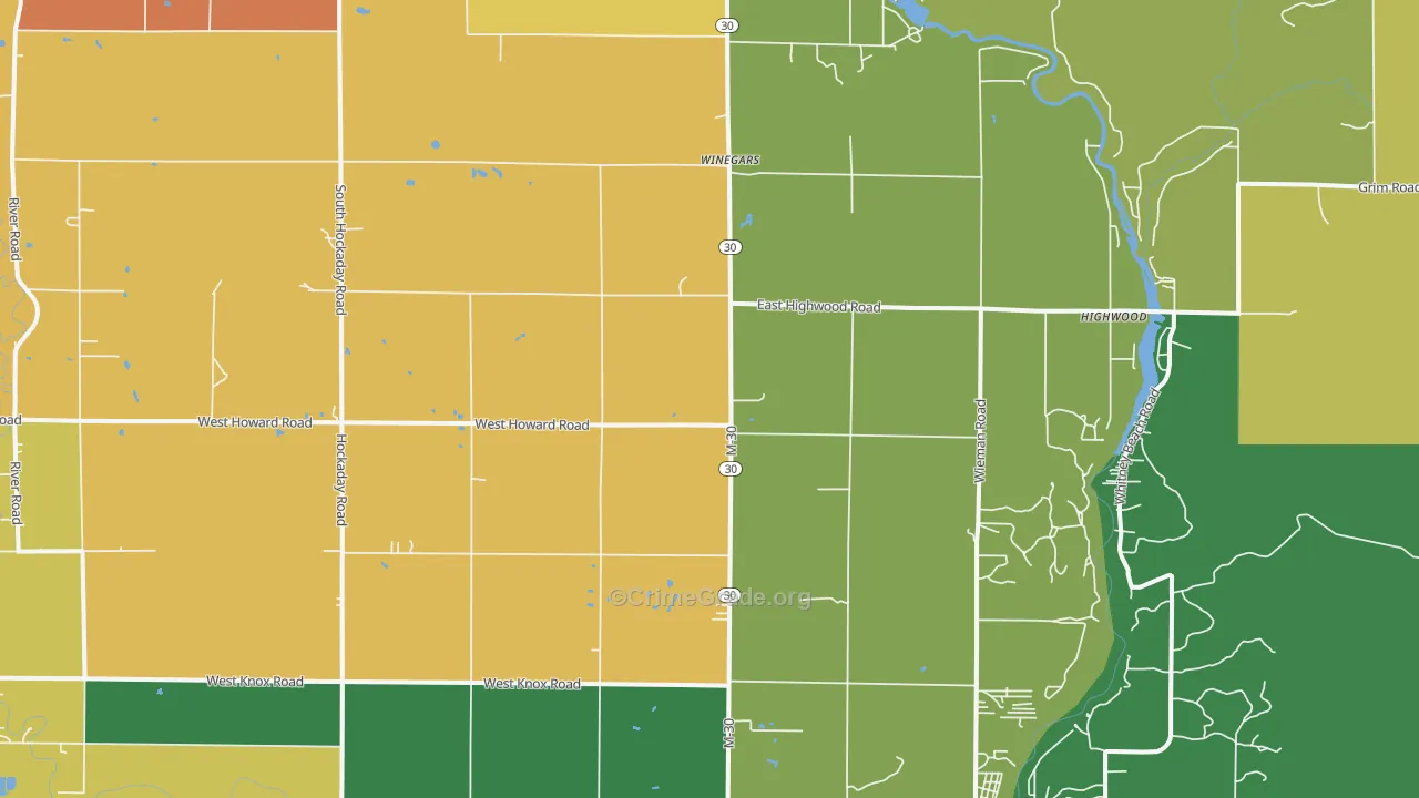 Winegars, MI Map of Drug-Related Crime Rates